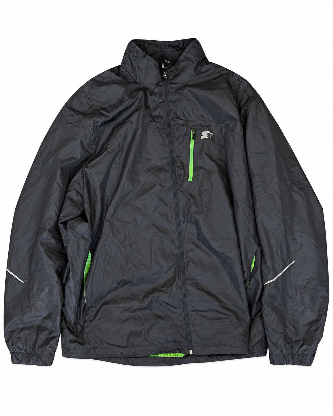Schwarze Windjacke mit Neon-Details | 3XL