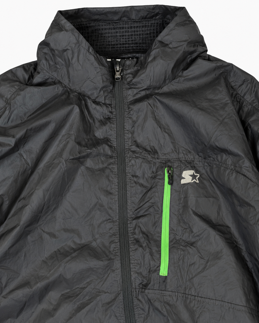 Schwarze Windjacke mit Neon-Details | 3XL