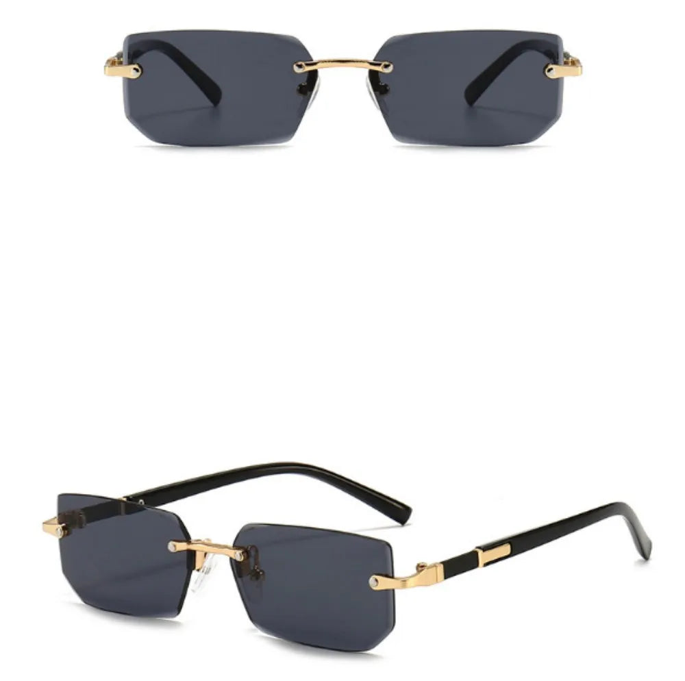 Trendige Rahmenlose Designer Sonnenbrille – UV400 Square Shades für Damen & Herren