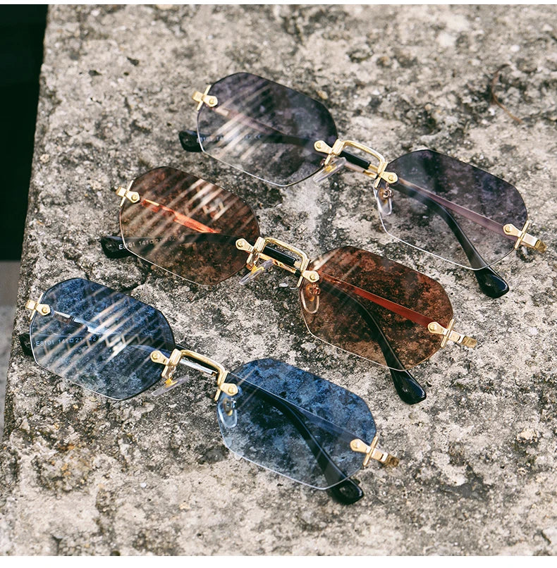 Ramitos Polygon Sonnenbrille - rahmenloser Retro-Look