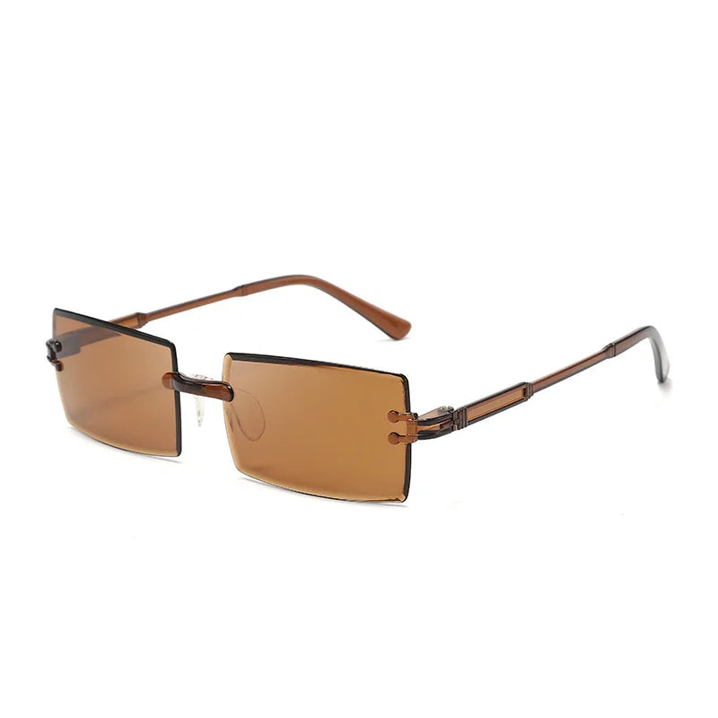 Trendige Rahmenlose Designer Sonnenbrille – UV400 Square Shades für Damen & Herren