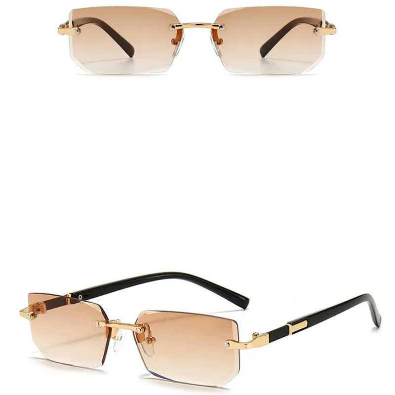 Trendige Rahmenlose Designer Sonnenbrille – UV400 Square Shades für Damen & Herren