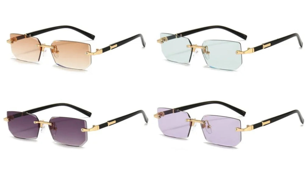 Trendige Rahmenlose Designer Sonnenbrille – UV400 Square Shades für Damen & Herren