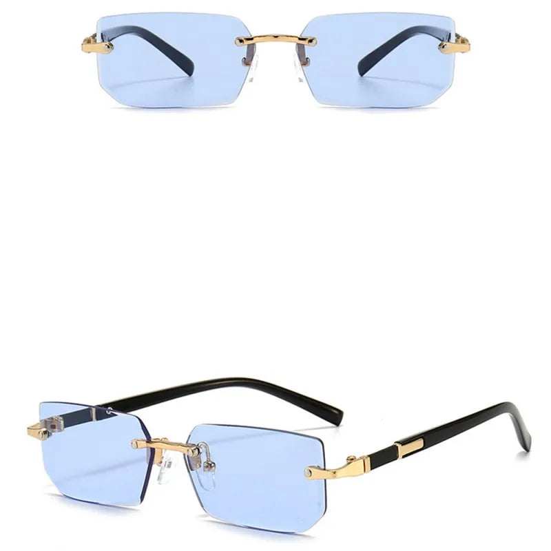 Trendige Rahmenlose Designer Sonnenbrille – UV400 Square Shades für Damen & Herren
